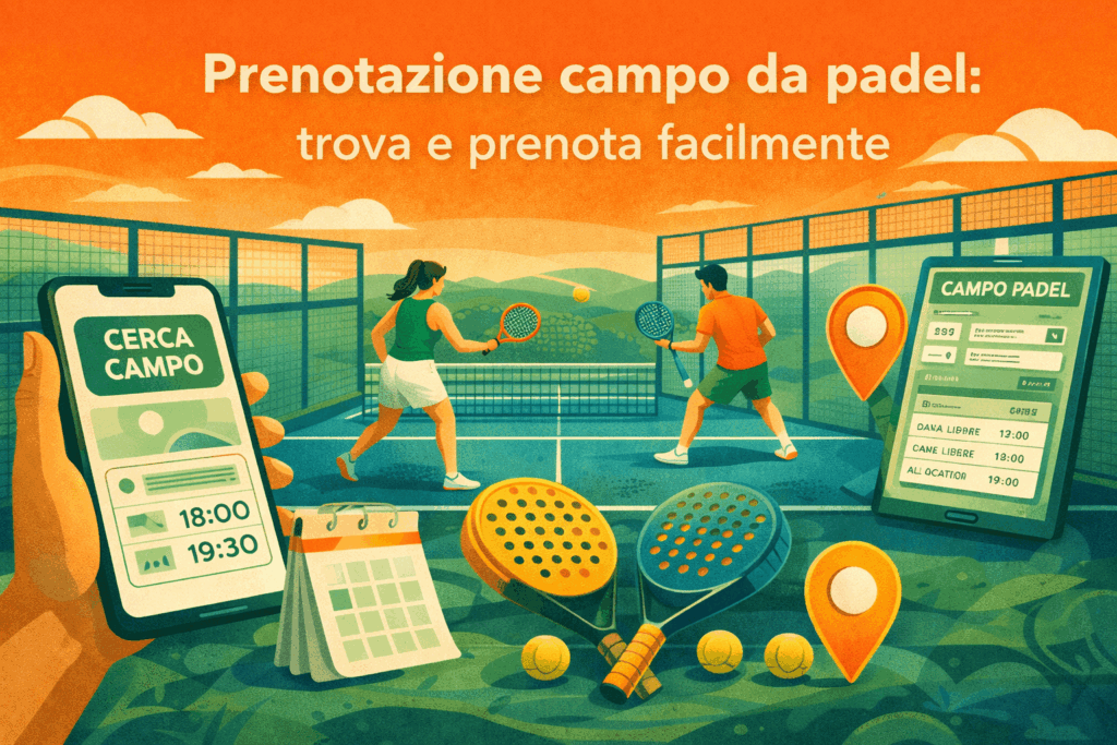 giocatori su campo da padel con app per prenotazione campi padel online